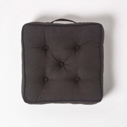 Homescapes Rajput Ribbed Cotton Floor Cushion Black - thumbnail 3