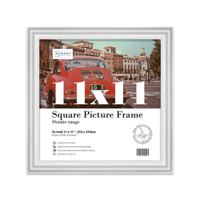 11X11 White Ornate Picture Frame (27.9 X 27.9Cm) Poster, Photo, Artwork, Gallery Wall Or Print - image 1