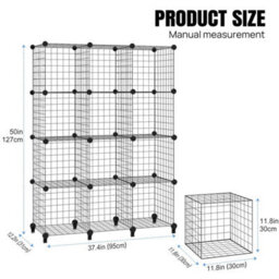 12 Cube Storage Shelf Wire Metal Grid Diy Modular Cabinet Bookcase Bookshelf New - thumbnail 2