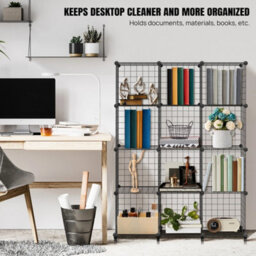 12 Cube Storage Shelf Wire Metal Grid Diy Modular Cabinet Bookcase Bookshelf New - thumbnail 4