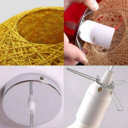 Ledsone Modern 3 Way Decorative Vine Ball Rattan Shade Chandelier Three Head Ceiling Pendant Light Home Decor Yellow - thumbnail 3