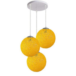 Ledsone Modern 3 Way Decorative Vine Ball Rattan Shade Chandelier Three Head Ceiling Pendant Light Home Decor Yellow - thumbnail 4