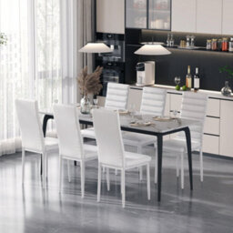 Bealife Faux Leather Dining Chairs Set Of 6, High Back, Modern Design, Metal Legs, For Kitchen & Dining Room - thumbnail 8