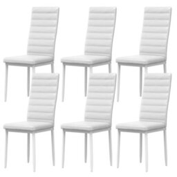 Bealife Faux Leather Dining Chairs Set Of 6, High Back, Modern Design, Metal Legs, For Kitchen & Dining Room - thumbnail 1