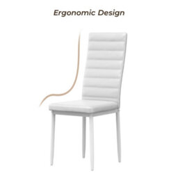 Bealife Faux Leather Dining Chairs Set Of 6, High Back, Modern Design, Metal Legs, For Kitchen & Dining Room - thumbnail 7