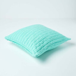 Homescapes Cotton Cable Knit Pastel Green Cushion Cover, 45 X 45 Cm - thumbnail 3