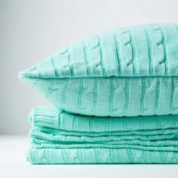 Homescapes Cotton Cable Knit Pastel Green Cushion Cover, 45 X 45 Cm - thumbnail 5