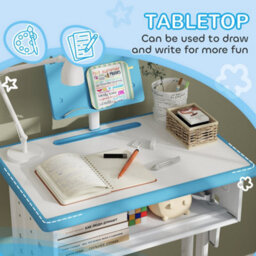 Homcom Kids Desk And Chair Set W/ Drawer, Book Stand, Pen Slot, Blue - thumbnail 7