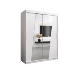 Arte Rhomb Contemporary Mirrored 2 Sliding Door Wardrobe 5 Shelves 2 Rails White Matt (H)2000mm (W)1500mm (D)620mm - thumbnail 1