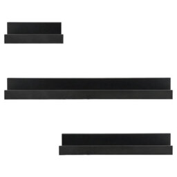 Geezy Floating Wall Shelves Modern Picture Ledge Hanging Display Rack Black Set Of 3 - thumbnail 9