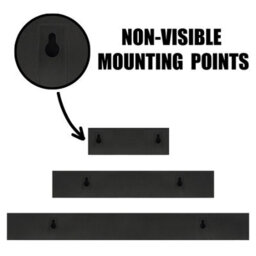 Geezy Floating Wall Shelves Modern Picture Ledge Hanging Display Rack Black Set Of 3 - thumbnail 4