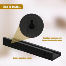 Geezy Floating Wall Shelves Modern Picture Ledge Hanging Display Rack Black Set Of 3 - thumbnail 7