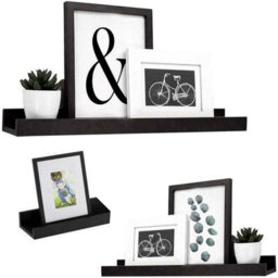 Geezy Floating Wall Shelves Modern Picture Ledge Hanging Display Rack Black Set Of 3 - thumbnail 6