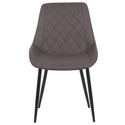 Beliani 2-Pack Quilted Faux Leather Dining Chairs Dark Brown With Powder-Coated Iron Legs - image 1