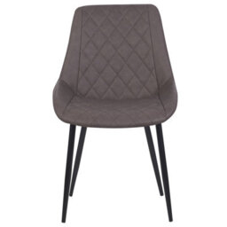 Beliani 2-Pack Quilted Faux Leather Dining Chairs Dark Brown With Powder-Coated Iron Legs - thumbnail 1