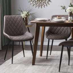 Beliani 2-Pack Quilted Faux Leather Dining Chairs Dark Brown With Powder-Coated Iron Legs - thumbnail 2