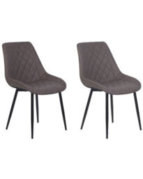 Beliani 2-Pack Quilted Faux Leather Dining Chairs Dark Brown With Powder-Coated Iron Legs - thumbnail 3