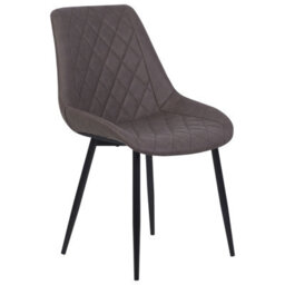 Beliani 2-Pack Quilted Faux Leather Dining Chairs Dark Brown With Powder-Coated Iron Legs - thumbnail 4
