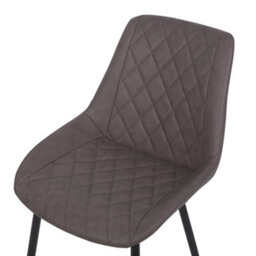 Beliani 2-Pack Quilted Faux Leather Dining Chairs Dark Brown With Powder-Coated Iron Legs - thumbnail 8