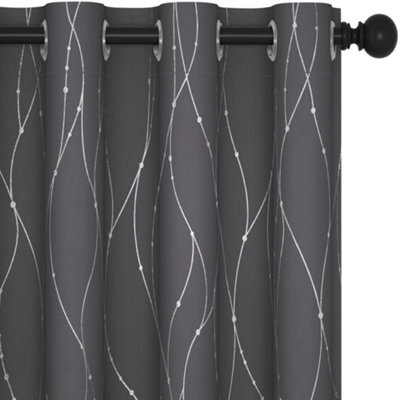 Deconovo Dot Line Decorative Super Soft Thermal Insulated Energy Saving Blackout Curtains Dark Grey W46 X L72 Inch 2 Panels - image 1