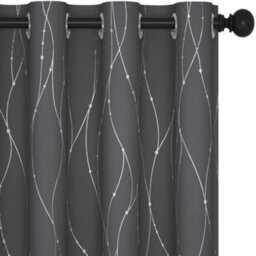 Deconovo Dot Line Decorative Super Soft Thermal Insulated Energy Saving Blackout Curtains Dark Grey W46 X L72 Inch 2 Panels - thumbnail 1
