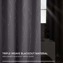 Deconovo Dot Line Decorative Super Soft Thermal Insulated Energy Saving Blackout Curtains Dark Grey W46 X L72 Inch 2 Panels - thumbnail 6