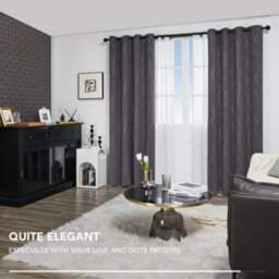 Deconovo Dot Line Decorative Super Soft Thermal Insulated Energy Saving Blackout Curtains Dark Grey W46 X L72 Inch 2 Panels - thumbnail 5