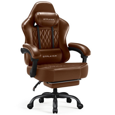 Gtplayer Gaming Chair, Ergonomic Computer Chair With Footrest And Lumbar Support Height Adjustable, Chocolate - image 1