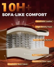 Gtplayer Gaming Chair, Ergonomic Computer Chair With Footrest And Lumbar Support Height Adjustable, Chocolate - thumbnail 9