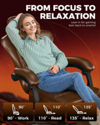 Gtplayer Gaming Chair, Ergonomic Computer Chair With Footrest And Lumbar Support Height Adjustable, Chocolate - thumbnail 3