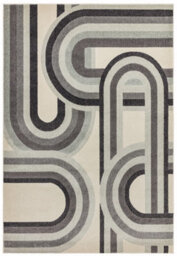 Grey Modern Geometric Easy To Clean Dining Room Rug-120Cm X 170Cm - thumbnail 1