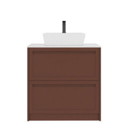Royal Bathrooms Royal Bathroom Elmore 800mm Terracotta Clay Freestanding Countertop Bathroom Vanity Unit 2 Drawer With Cube Basin - thumbnail 7