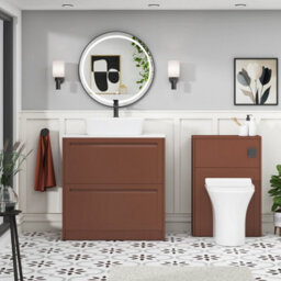 Royal Bathrooms Royal Bathroom Elmore 800mm Terracotta Clay Freestanding Countertop Bathroom Vanity Unit 2 Drawer With Cube Basin - thumbnail 5
