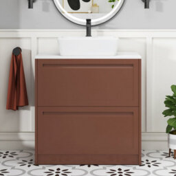 Royal Bathrooms Royal Bathroom Elmore 800mm Terracotta Clay Freestanding Countertop Bathroom Vanity Unit 2 Drawer With Cube Basin - thumbnail 4