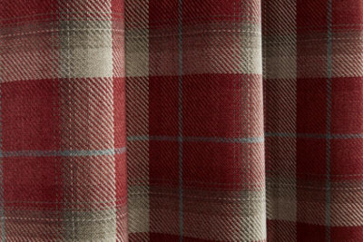 Sundour Carnoustie Red Checked Eyelet Blackout Curtains