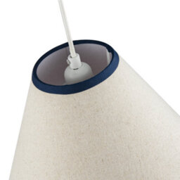 Happy Homewares Scallop Edge Natural Textured Linen Coolie Lamp Shade With Navy Trims - thumbnail 5