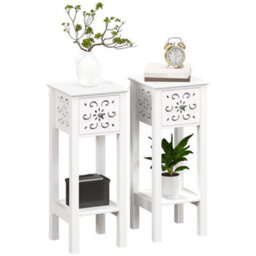 Wyld Haus Tonoto Set Of 2 Wooden Floral Cut-Out Accent Side Tables, White, Medium, Set Of 2 - thumbnail 2