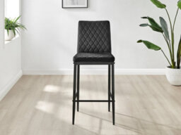 Furniturebox Set Of 2 Milan Black Diamond-Stiched Soft Touch Velvet Black Leg Padded Counter Stools - thumbnail 3