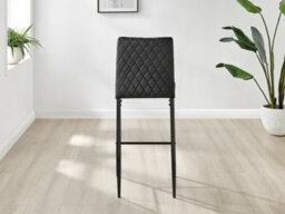 Furniturebox Set Of 2 Milan Black Diamond-Stiched Soft Touch Velvet Black Leg Padded Counter Stools - thumbnail 5