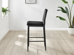 Furniturebox Set Of 2 Milan Black Diamond-Stiched Soft Touch Velvet Black Leg Padded Counter Stools - thumbnail 4