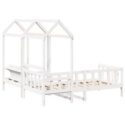 Berkfield Day Bed And Bench Set With Roof Without Mattress White 80X200 Cm - thumbnail 9