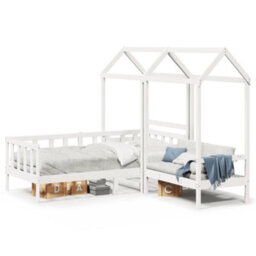 Berkfield Day Bed And Bench Set With Roof Without Mattress White 80X200 Cm