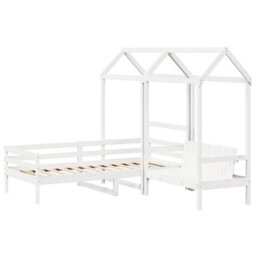 Berkfield Day Bed And Bench Set With Roof Without Mattress White 80X200 Cm - thumbnail 3