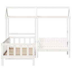 Berkfield Day Bed And Bench Set With Roof Without Mattress White 80X200 Cm - thumbnail 4