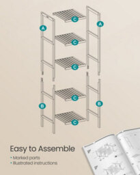 Songmics 5-Tier Bamboo Bathroom Shelf, Freestanding Narrow Shelf Unit, Multifunctional Storage Shelf, Corner Shelf - thumbnail 9
