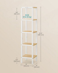 Songmics 5-Tier Bamboo Bathroom Shelf, Freestanding Narrow Shelf Unit, Multifunctional Storage Shelf, Corner Shelf - thumbnail 8