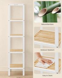 Songmics 5-Tier Bamboo Bathroom Shelf, Freestanding Narrow Shelf Unit, Multifunctional Storage Shelf, Corner Shelf - thumbnail 5