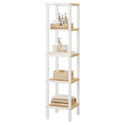 Songmics 5-Tier Bamboo Bathroom Shelf, Freestanding Narrow Shelf Unit, Multifunctional Storage Shelf, Corner Shelf - thumbnail 2