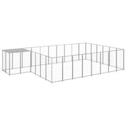Berkfield Durable Dog Kennel Silver 15.73 M2 Steel - thumbnail 2