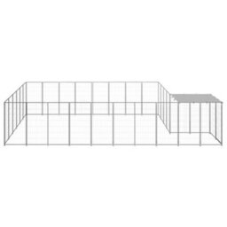 Berkfield Durable Dog Kennel Silver 15.73 M2 Steel - thumbnail 3